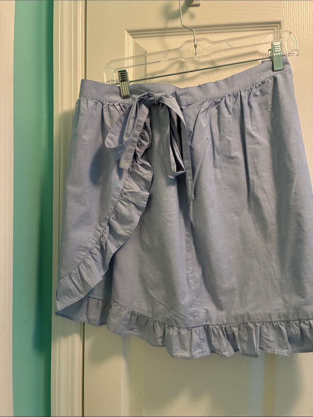 J. Crew Pale Blue Ruffle Wrap Skirt